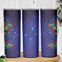 Matariki New Zealand Maori and Pohutukawa Skinny Tumbler Galaxy Blue Sky Style LT03 - Polynesian Pride