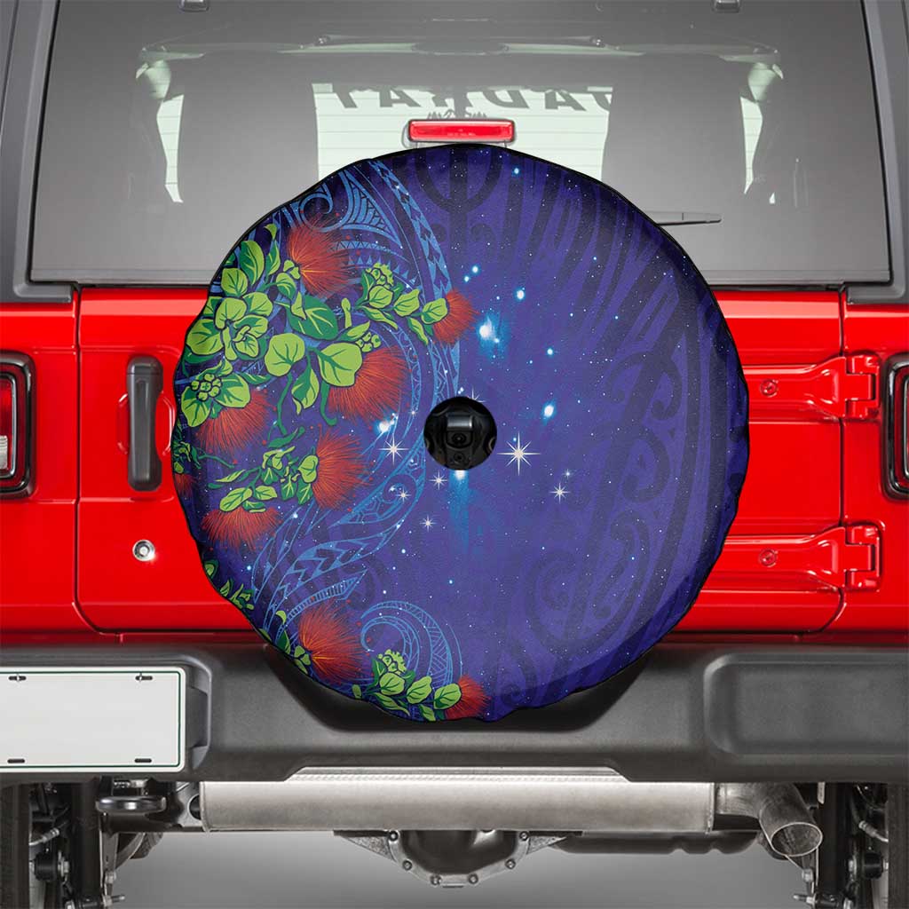 Matariki New Zealand Maori and Pohutukawa Spare Tire Cover Galaxy Blue Sky Style LT03 - Polynesian Pride