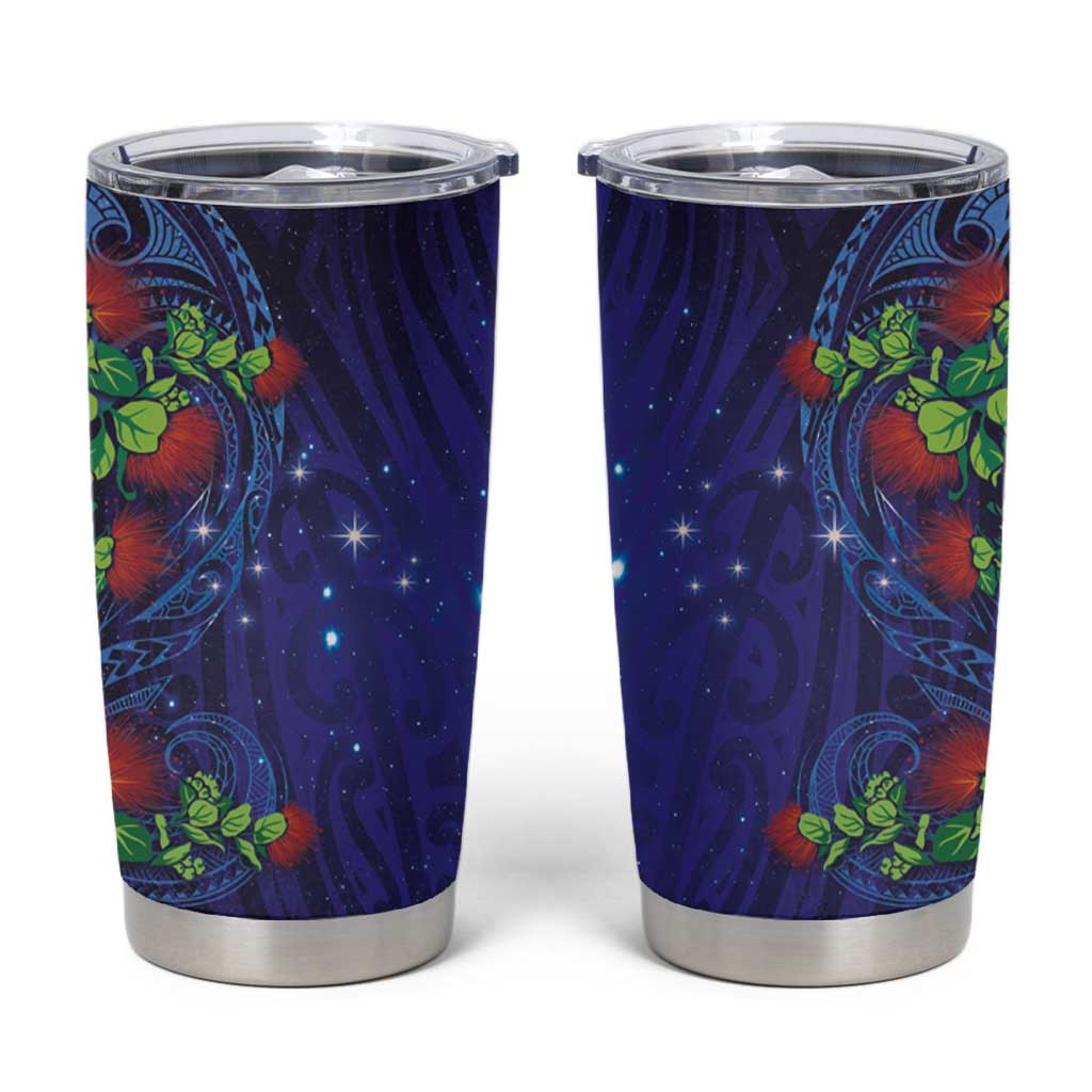 Matariki New Zealand Maori and Pohutukawa Tumbler Cup Galaxy Blue Sky Style LT03 Blue - Polynesian Pride