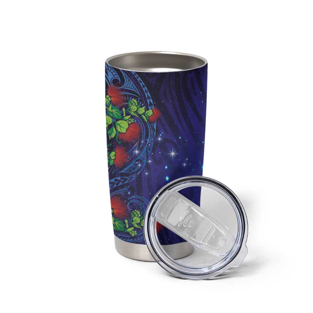 Matariki New Zealand Maori and Pohutukawa Tumbler Cup Galaxy Blue Sky Style LT03 - Polynesian Pride