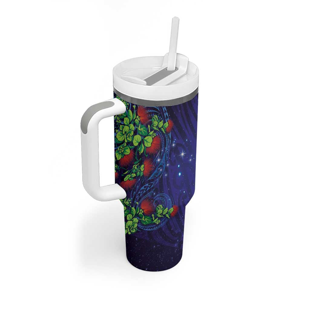 Matariki New Zealand Maori and Pohutukawa Tumbler With Handle Galaxy Blue Sky Style LT03 - Polynesian Pride