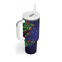 Matariki New Zealand Maori and Pohutukawa Tumbler With Handle Galaxy Blue Sky Style LT03 - Polynesian Pride