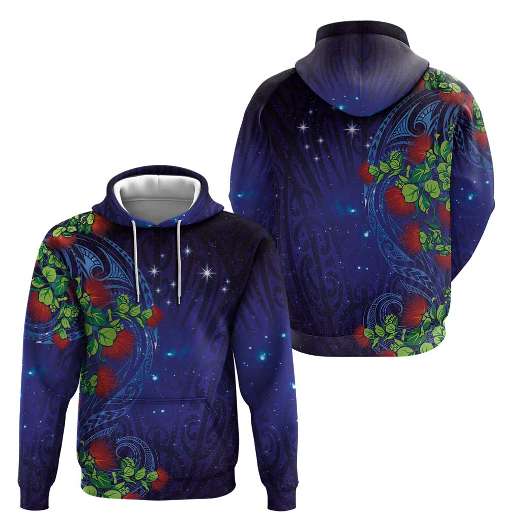 Matariki New Zealand Maori and Pohutukawa Zip Hoodie Galaxy Blue Sky Style LT03 - Polynesian Pride