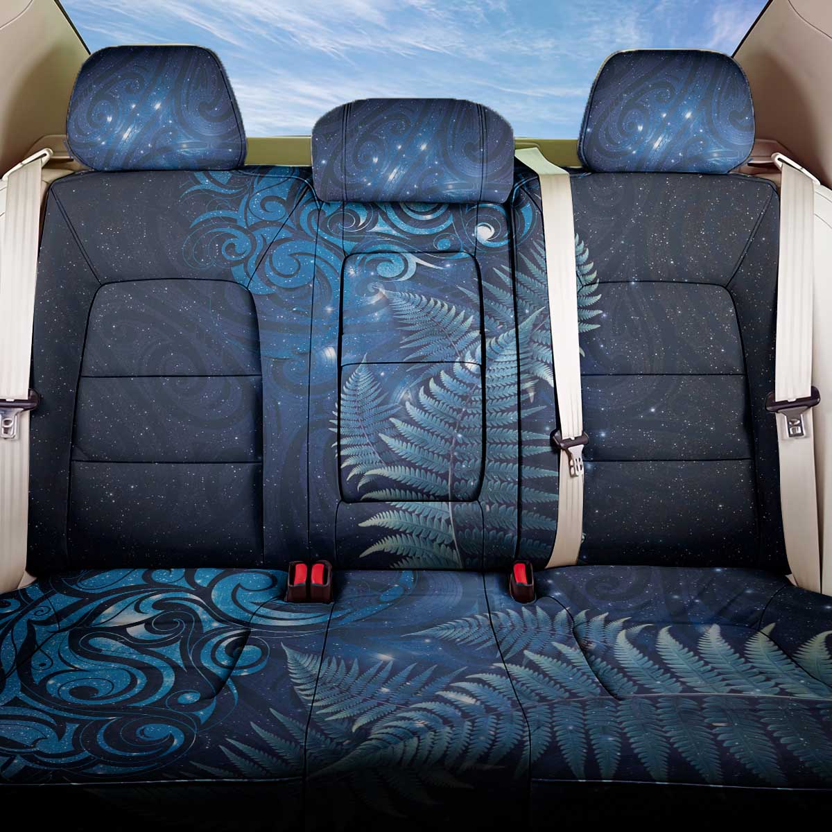 Matariki New Zealand Maori Silver Fern Back Car Seat Cover Galaxy Blue Sky Style