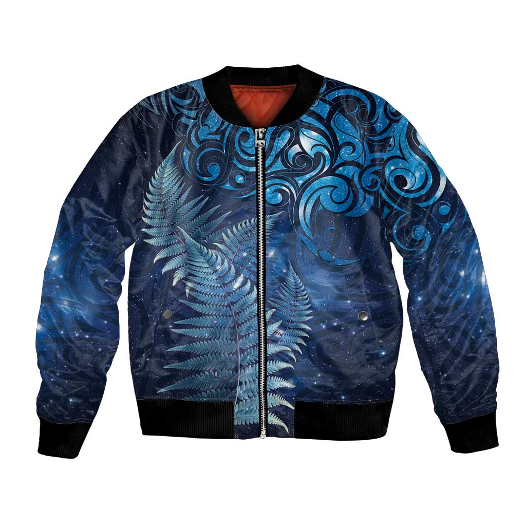 Matariki New Zealand Maori Silver Fern Bomber Jacket Galaxy Blue Sky Style LT03 Unisex Blue - Polynesian Pride