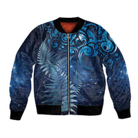 Matariki New Zealand Maori Silver Fern Bomber Jacket Galaxy Blue Sky Style LT03 Unisex Blue - Polynesian Pride