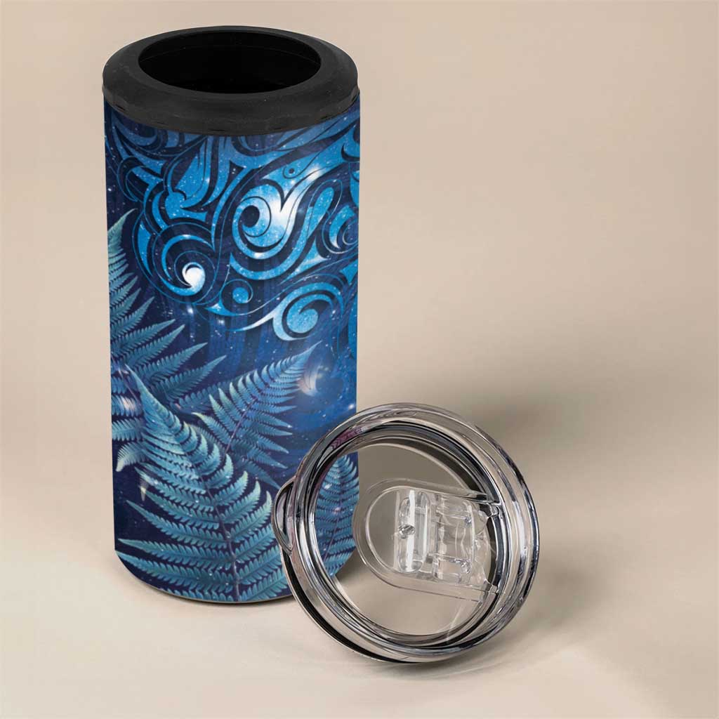Matariki New Zealand Maori Silver Fern 4 in 1 Can Cooler Tumbler Galaxy Blue Sky Style LT03 - Polynesian Pride