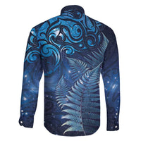Matariki New Zealand Maori Silver Fern Family Matching Long Sleeve Bodycon Dress and Hawaiian Shirt Galaxy Blue Sky Style LT03 - Polynesian Pride