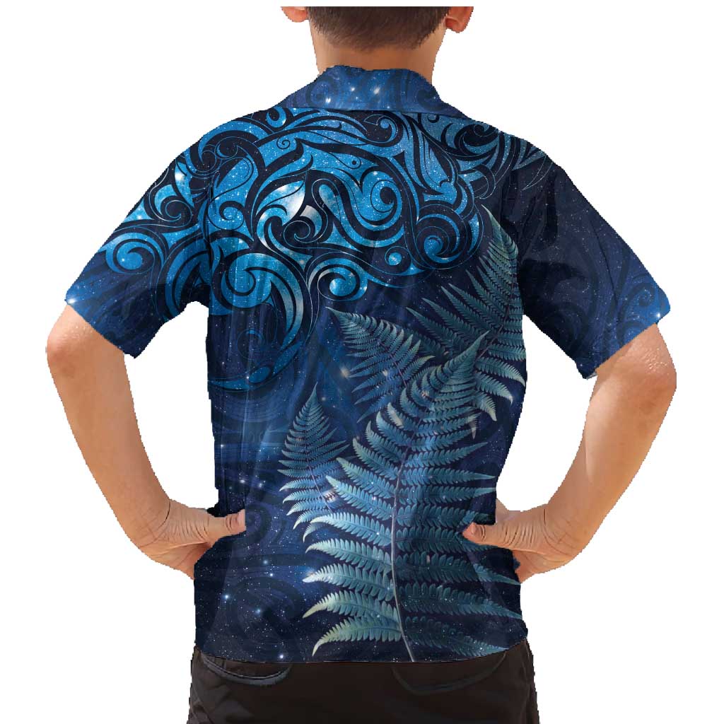 Matariki New Zealand Maori Silver Fern Family Matching Mermaid Dress and Hawaiian Shirt Galaxy Blue Sky Style LT03 - Polynesian Pride