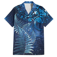 Matariki New Zealand Maori Silver Fern Family Matching Short Sleeve Bodycon Dress and Hawaiian Shirt Galaxy Blue Sky Style LT03 Dad's Shirt - Short Sleeve Blue - Polynesian Pride