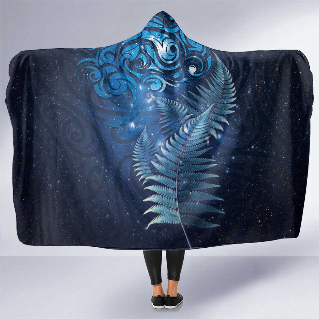 Matariki New Zealand Maori Silver Fern Hooded Blanket Galaxy Blue Sky Style LT03 One Size Blue - Polynesian Pride