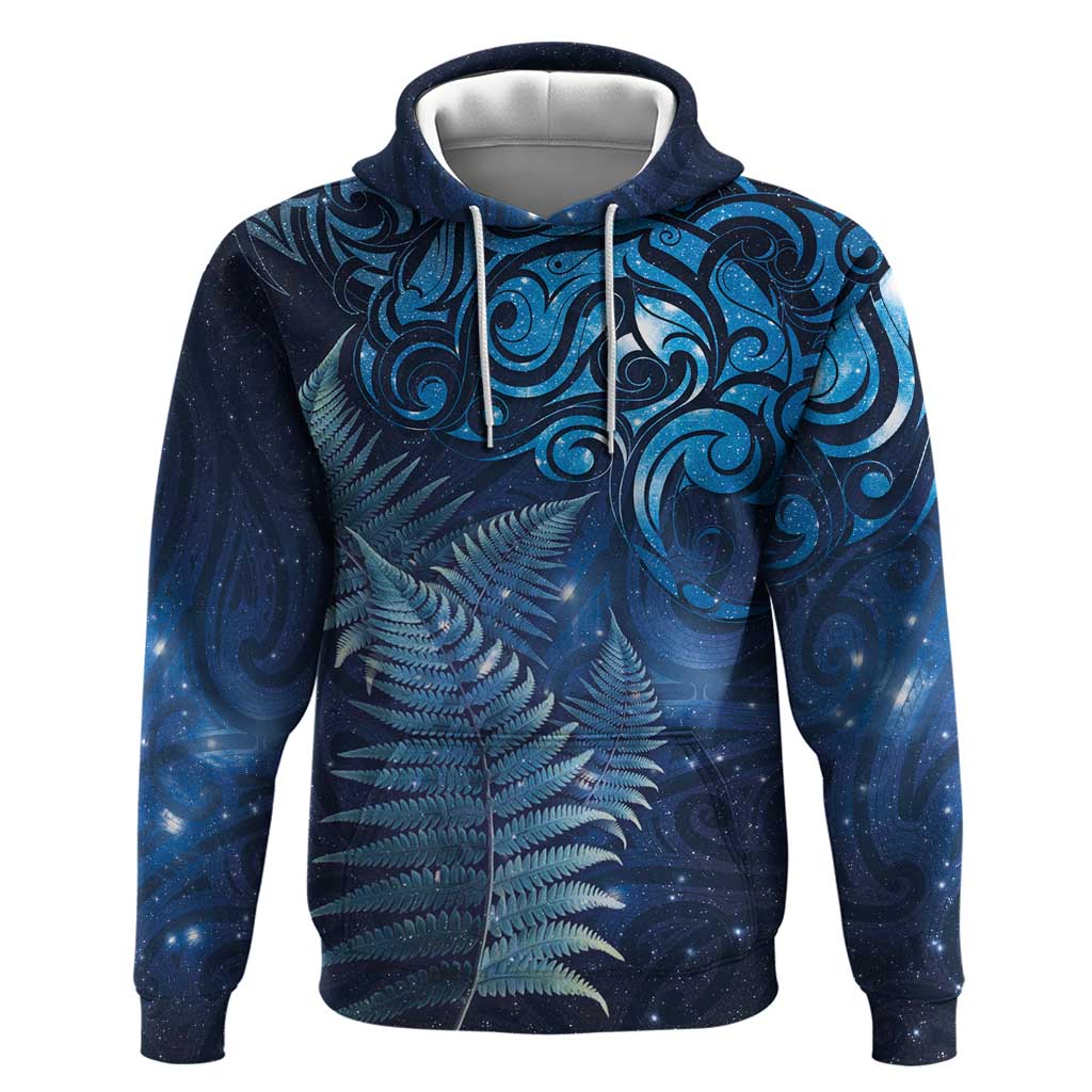 Matariki New Zealand Maori Silver Fern Hoodie Galaxy Blue Sky Style