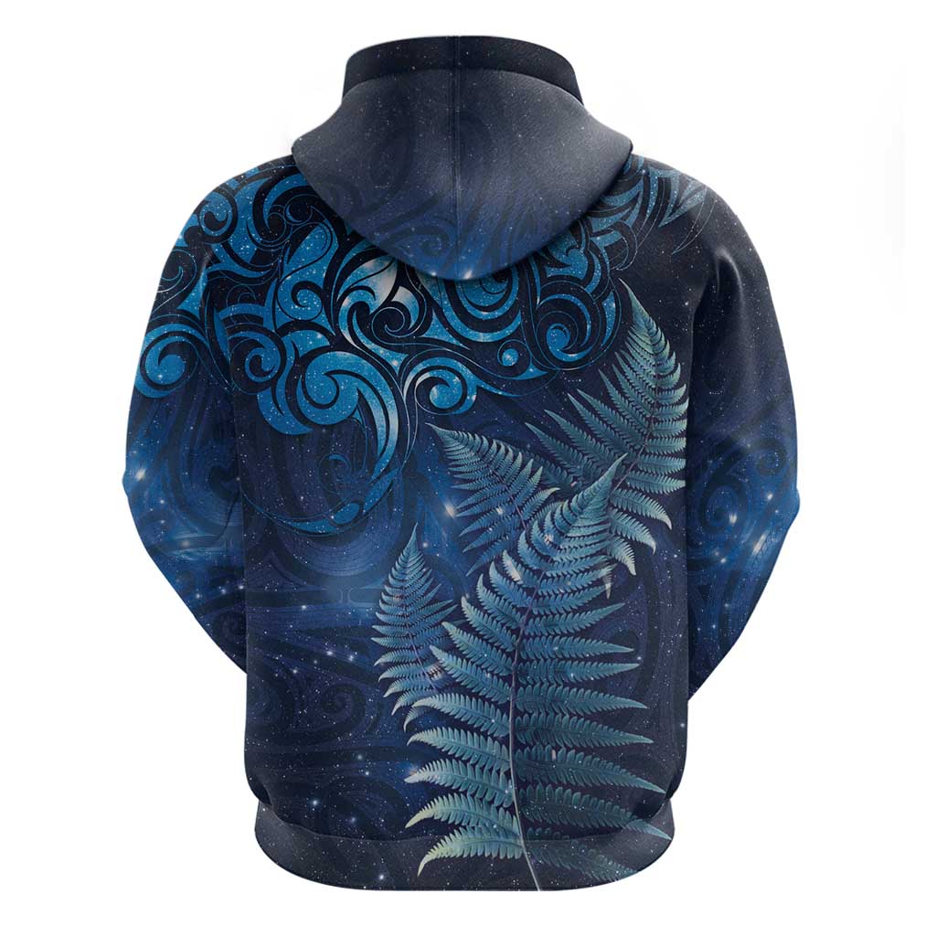 Matariki New Zealand Maori Silver Fern Hoodie Galaxy Blue Sky Style LT03 - Polynesian Pride