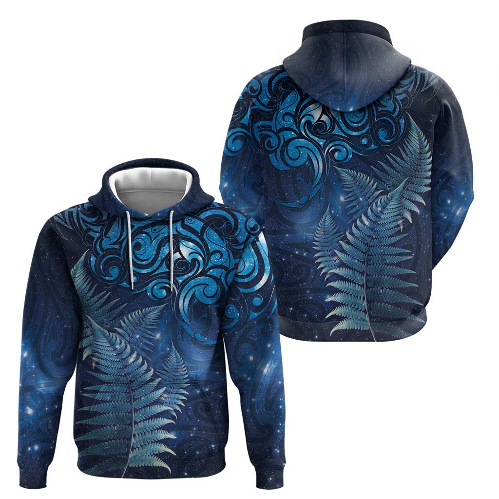 Matariki New Zealand Maori Silver Fern Hoodie Galaxy Blue Sky Style LT03 - Polynesian Pride