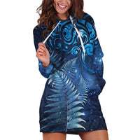 Matariki New Zealand Maori Silver Fern Hoodie Dress Galaxy Blue Sky Style