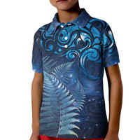 Matariki New Zealand Maori Silver Fern Kid Polo Shirt Galaxy Blue Sky Style LT03 Kid Blue - Polynesian Pride