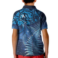 Matariki New Zealand Maori Silver Fern Kid Polo Shirt Galaxy Blue Sky Style LT03 - Polynesian Pride