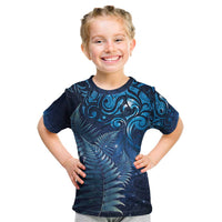 Matariki New Zealand Maori Silver Fern Kid T Shirt Galaxy Blue Sky Style LT03 Blue - Polynesian Pride