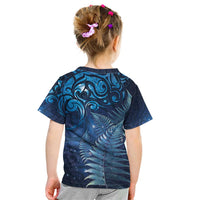 Matariki New Zealand Maori Silver Fern Kid T Shirt Galaxy Blue Sky Style LT03 - Polynesian Pride