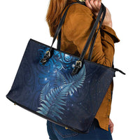 Matariki New Zealand Maori Silver Fern Leather Tote Bag Galaxy Blue Sky Style LT03 - Polynesian Pride