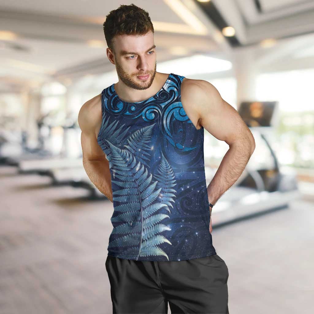 Matariki New Zealand Maori Silver Fern Men Tank Top Galaxy Blue Sky Style LT03 Blue - Polynesian Pride