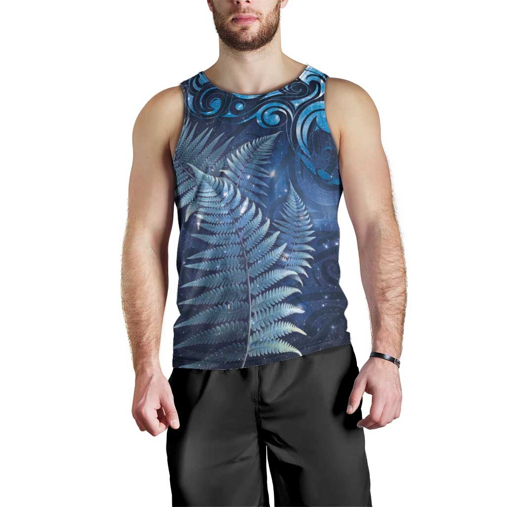 Matariki New Zealand Maori Silver Fern Men Tank Top Galaxy Blue Sky Style LT03 - Polynesian Pride