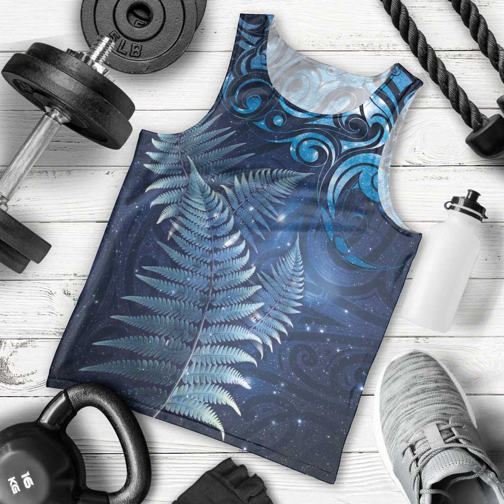 Matariki New Zealand Maori Silver Fern Men Tank Top Galaxy Blue Sky Style LT03 - Polynesian Pride