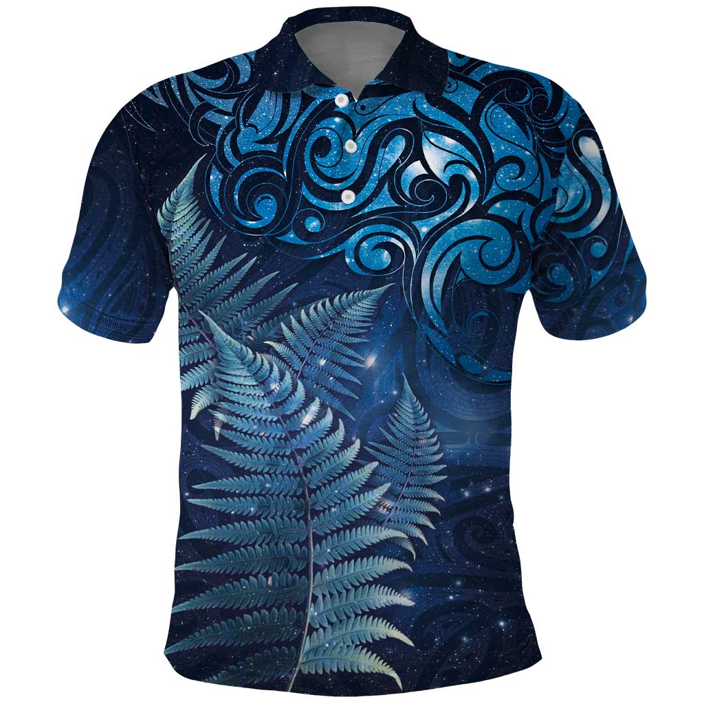 Matariki New Zealand Maori Silver Fern Polo Shirt Galaxy Blue Sky Style