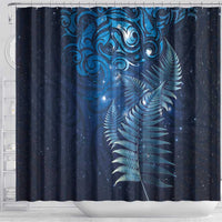Matariki New Zealand Maori Silver Fern Shower Curtain Galaxy Blue Sky Style LT03 - Polynesian Pride