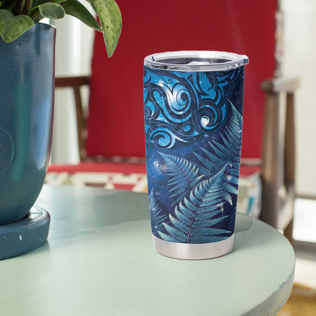 Matariki New Zealand Maori Silver Fern Tumbler Cup Galaxy Blue Sky Style LT03 - Polynesian Pride