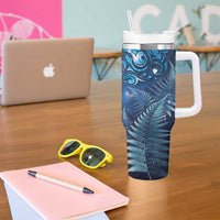Matariki New Zealand Maori Silver Fern Tumbler With Handle Galaxy Blue Sky Style LT03 - Polynesian Pride