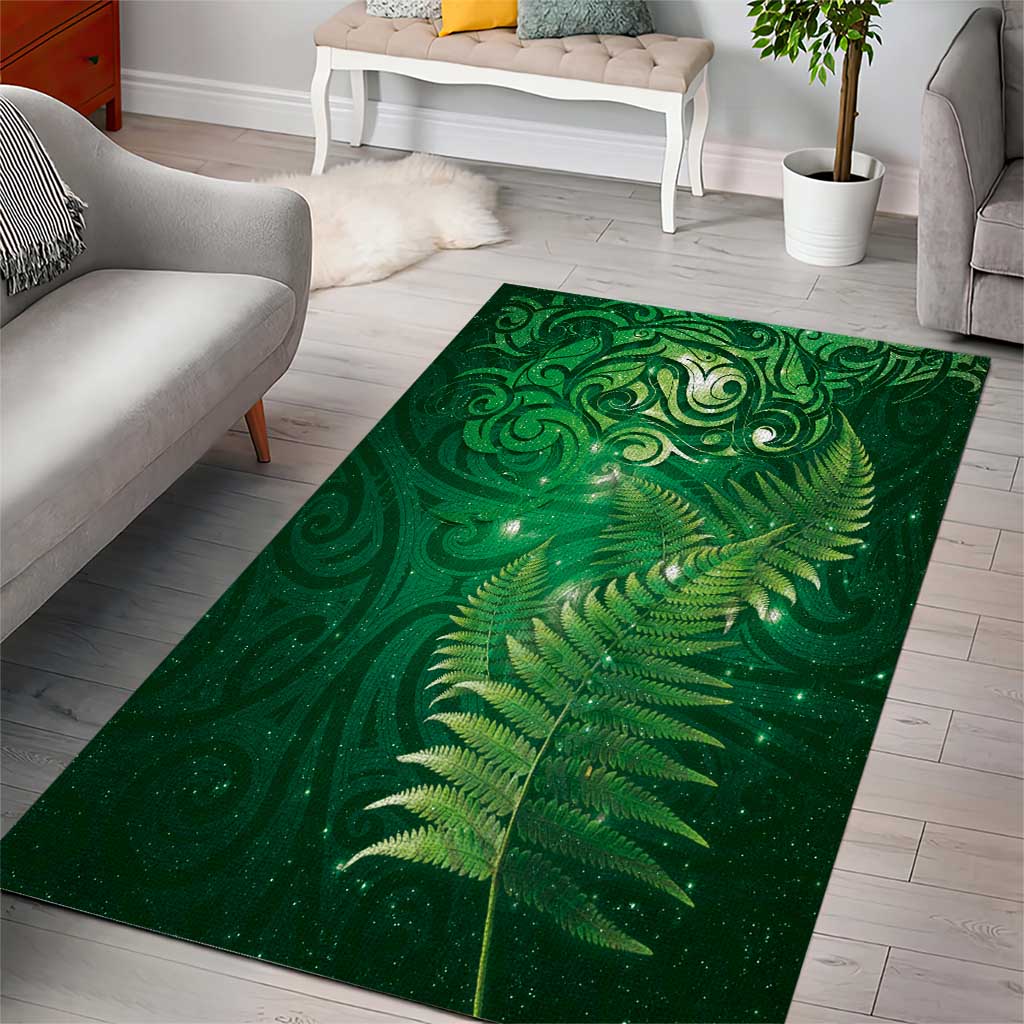 Matariki New Zealand Maori Silver Fern Area Rug Galaxy Green Sky Style LT03 - Polynesian Pride