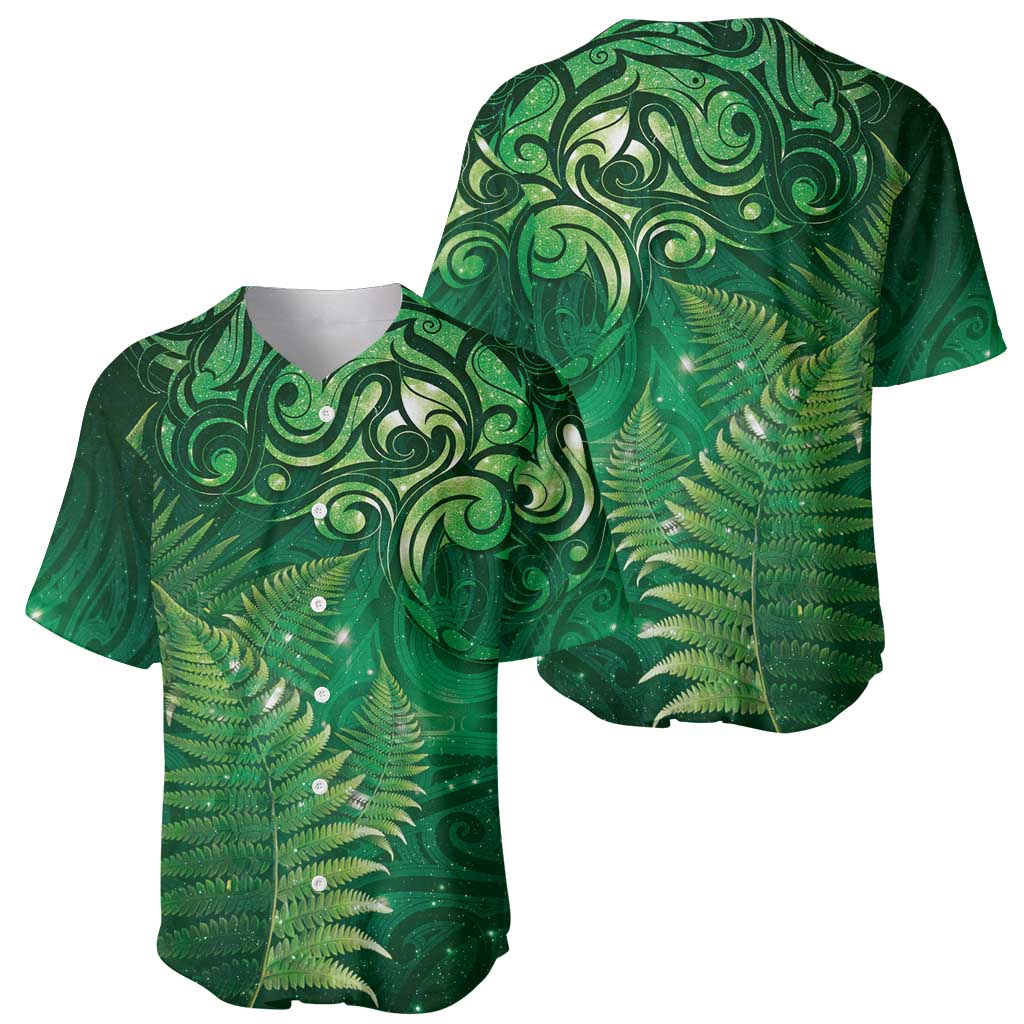 Matariki New Zealand Maori Silver Fern Baseball Jersey Galaxy Green Sky Style LT03 - Polynesian Pride