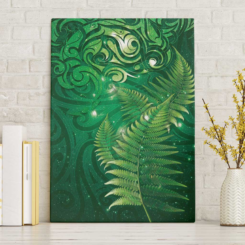 Matariki New Zealand Maori Silver Fern Canvas Wall Art Galaxy Green Sky Style LT03 Without Frame Green - Polynesian Pride
