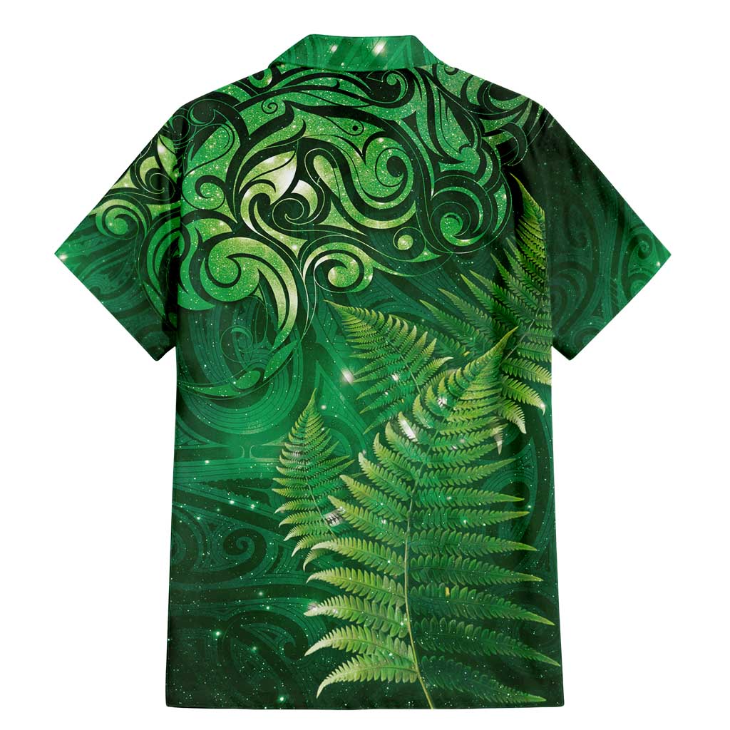 Matariki New Zealand Maori Silver Fern Family Matching Mermaid Dress and Hawaiian Shirt Galaxy Green Sky Style LT03 - Polynesian Pride