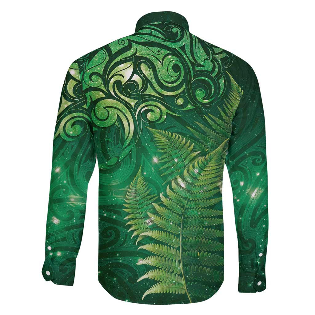 Matariki New Zealand Maori Silver Fern Family Matching Mermaid Dress and Hawaiian Shirt Galaxy Green Sky Style LT03 - Polynesian Pride