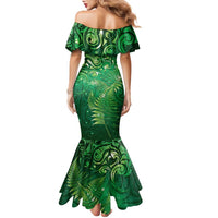 Matariki New Zealand Maori Silver Fern Family Matching Mermaid Dress and Hawaiian Shirt Galaxy Green Sky Style LT03 - Polynesian Pride