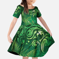 Matariki New Zealand Maori Silver Fern Family Matching Off Shoulder Maxi Dress and Hawaiian Shirt Galaxy Green Sky Style