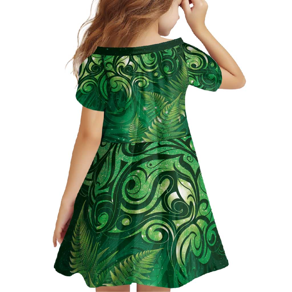 Matariki New Zealand Maori Silver Fern Family Matching Off Shoulder Maxi Dress and Hawaiian Shirt Galaxy Green Sky Style