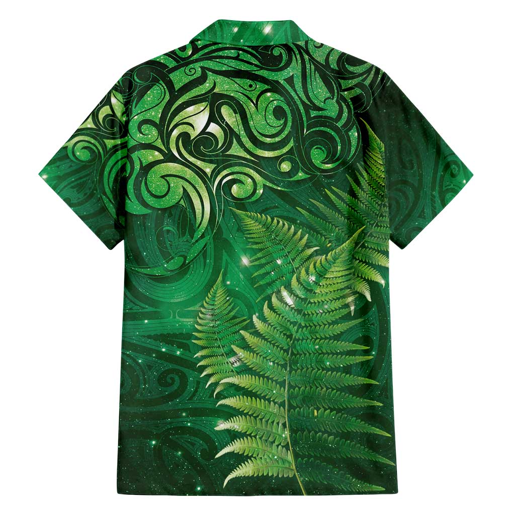 Matariki New Zealand Maori Silver Fern Family Matching Puletasi and Hawaiian Shirt Galaxy Green Sky Style LT03 - Polynesian Pride