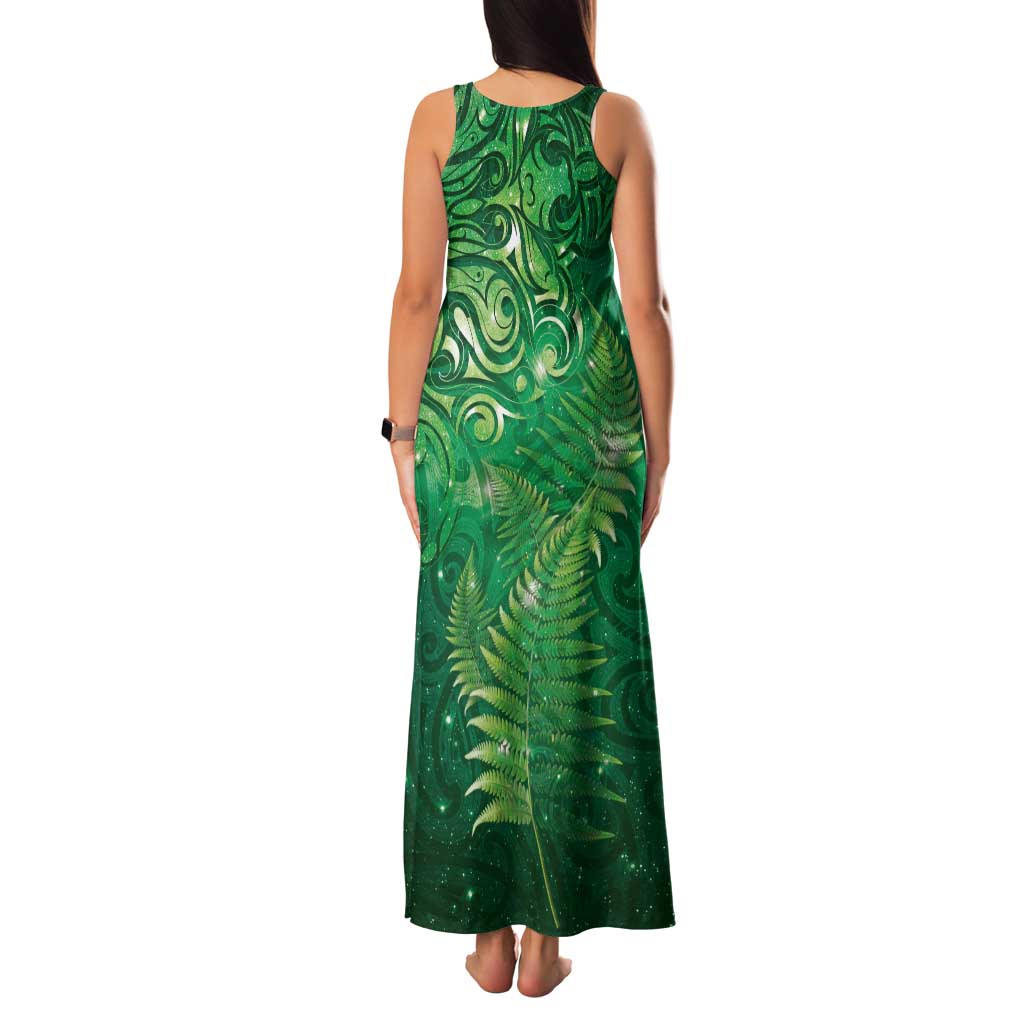 Matariki New Zealand Maori Silver Fern Family Matching Tank Maxi Dress and Hawaiian Shirt Galaxy Green Sky Style LT03 - Polynesian Pride