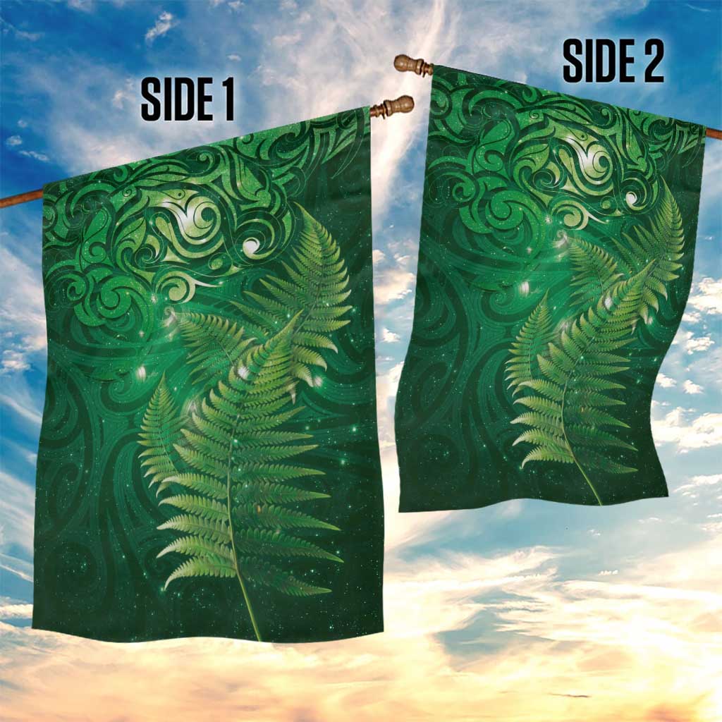 Matariki New Zealand Maori Silver Fern Garden Flag Galaxy Green Sky Style LT03 - Polynesian Pride