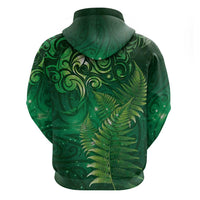 Matariki New Zealand Maori Silver Fern Hoodie Galaxy Green Sky Style LT03 - Polynesian Pride