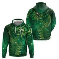 Matariki New Zealand Maori Silver Fern Hoodie Galaxy Green Sky Style LT03 - Polynesian Pride