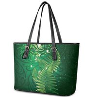 Matariki New Zealand Maori Silver Fern Leather Tote Bag Galaxy Green Sky Style LT03 - Polynesian Pride
