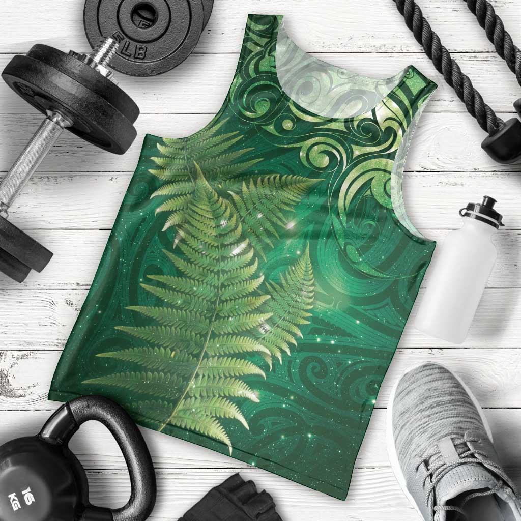 Matariki New Zealand Maori Silver Fern Men Tank Top Galaxy Green Sky Style LT03 - Polynesian Pride