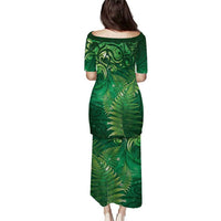 Matariki New Zealand Maori Silver Fern Puletasi Galaxy Green Sky Style LT03 - Polynesian Pride