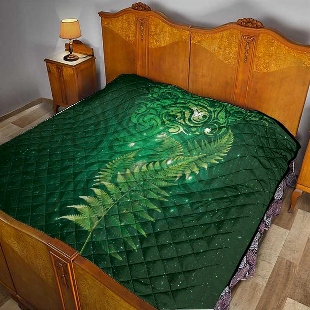 Matariki New Zealand Maori Silver Fern Quilt Galaxy Green Sky Style LT03 - Polynesian Pride
