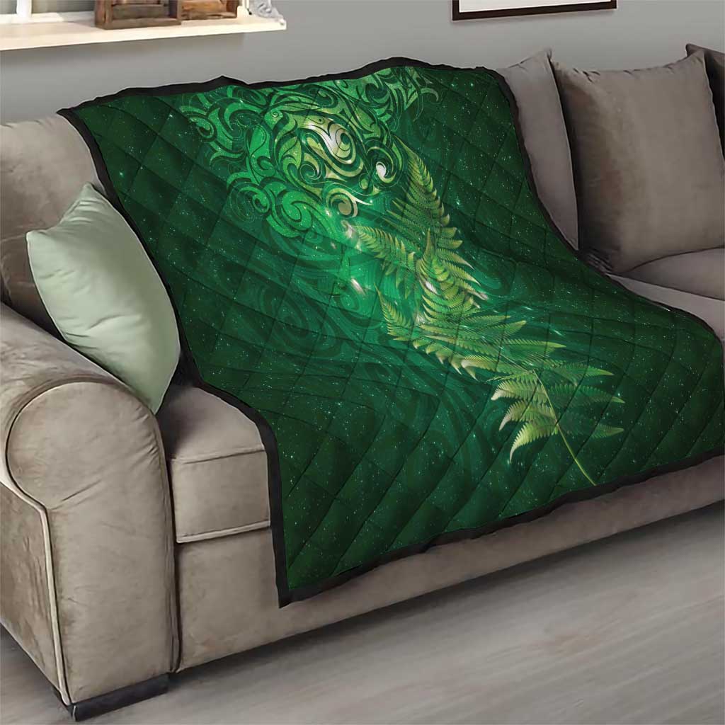 Matariki New Zealand Maori Silver Fern Quilt Galaxy Green Sky Style LT03 - Polynesian Pride