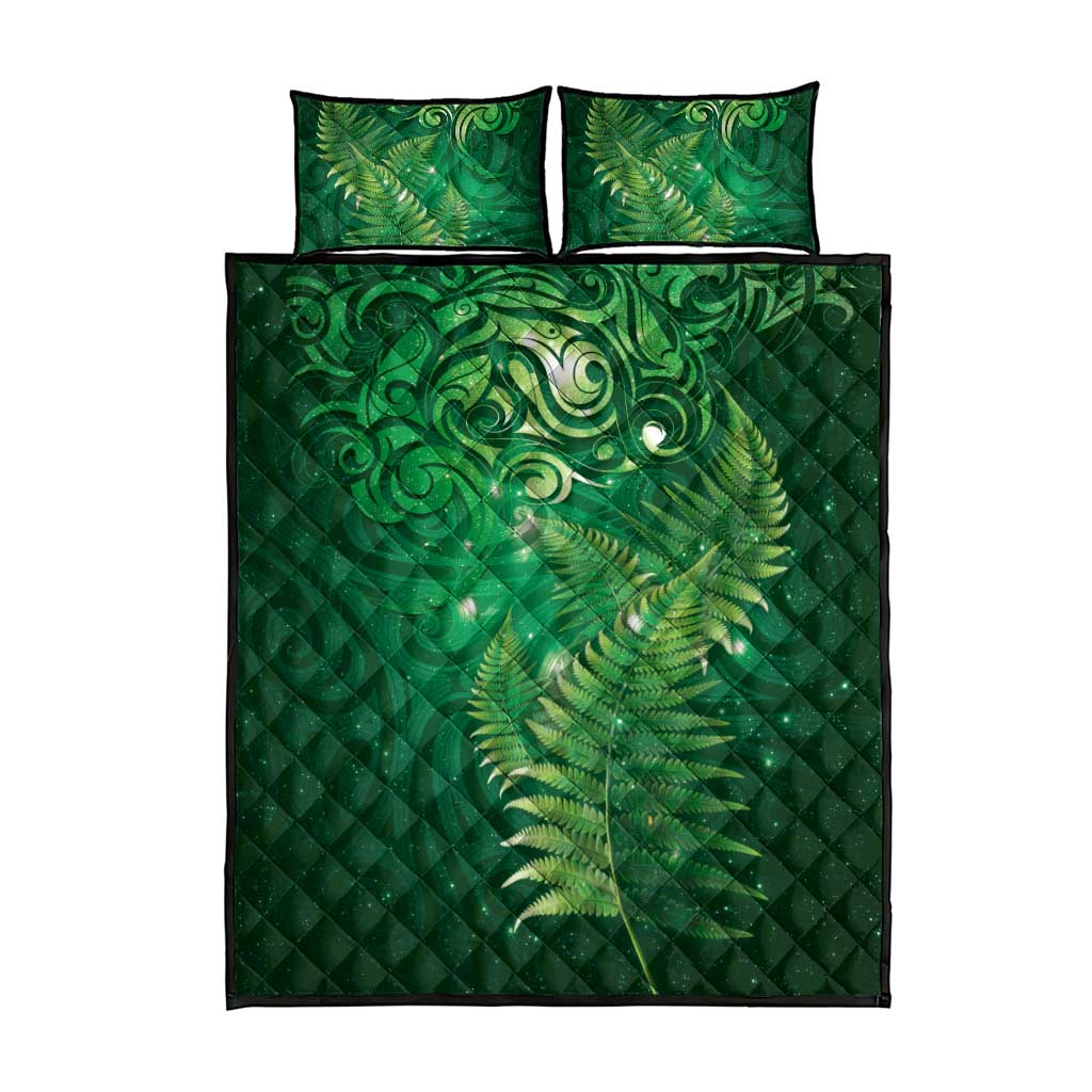 Matariki New Zealand Maori Silver Fern Quilt Bed Set Galaxy Green Sky Style LT03 - Polynesian Pride
